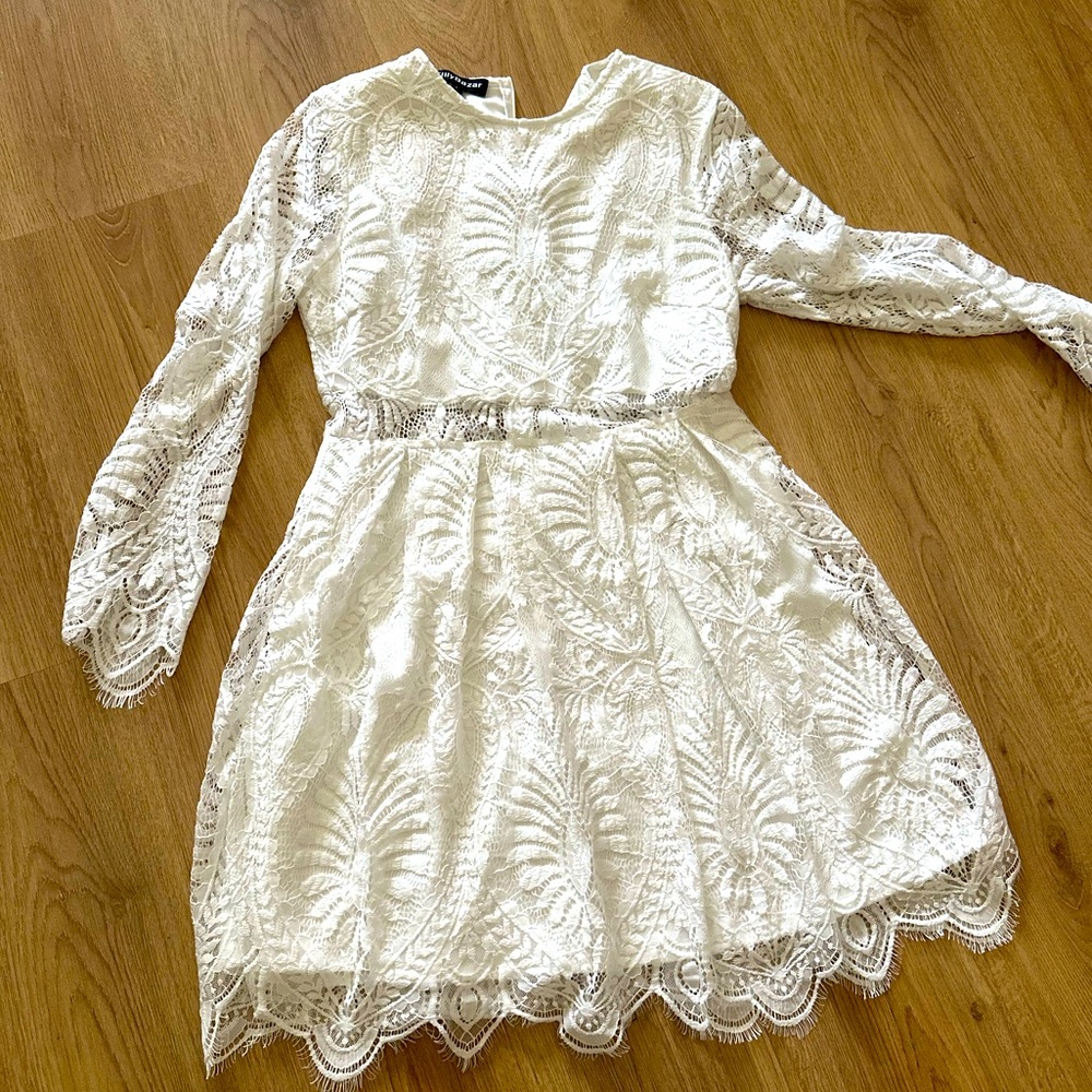 Boho white dress lace